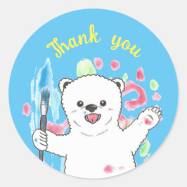 Adesivo Artista do urso polar bonito Obrigado Blue Sticker