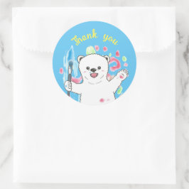 Adesivo Artista do urso polar bonito Obrigado Blue Sticker
