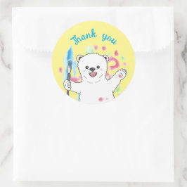 Adesivo Artista do urso polar bonito Obrigado Sticker Amar