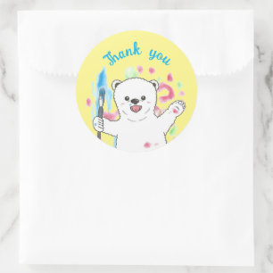 Adesivo Artista do urso polar bonito Obrigado Sticker Amar