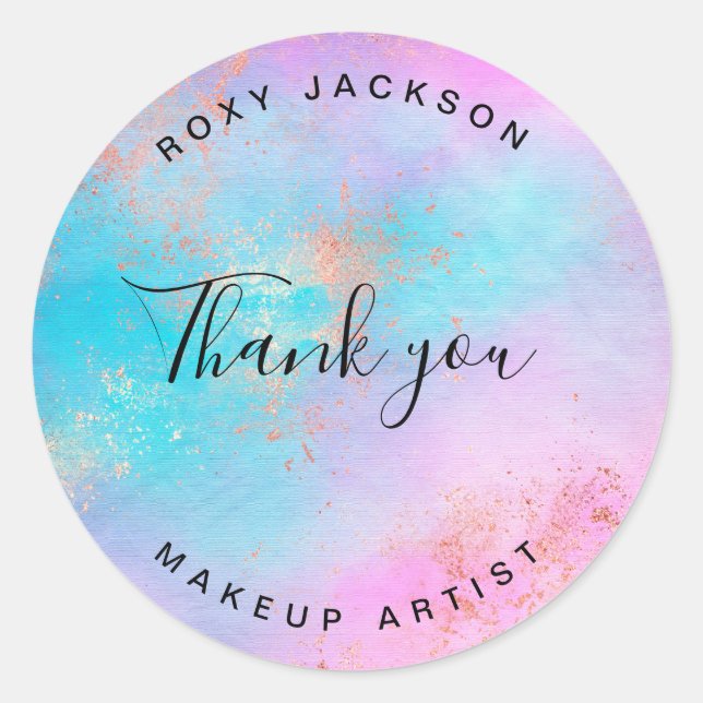 Adesivo Artista elegante da maquiagem de rosa dourada (Frente)