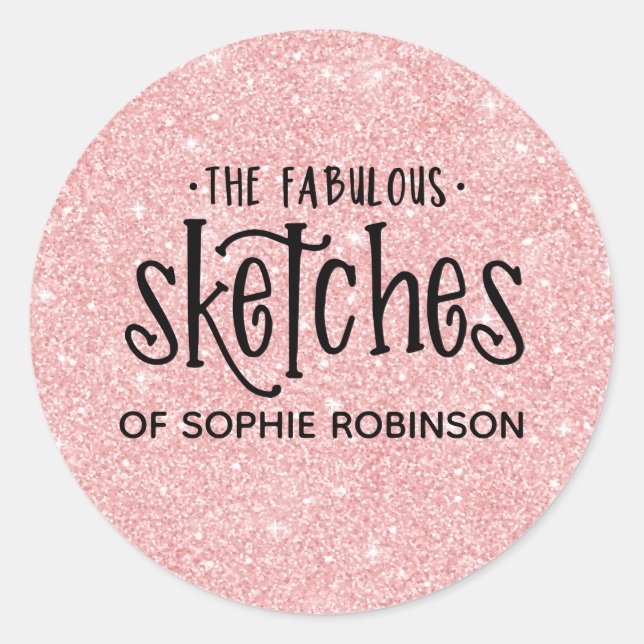 Adesivo Artista Elegante Rosa Girly Glitter (Frente)