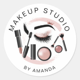 Adesivo Artista Makeup Lashes Mascara Lipstick Rosa Dourad