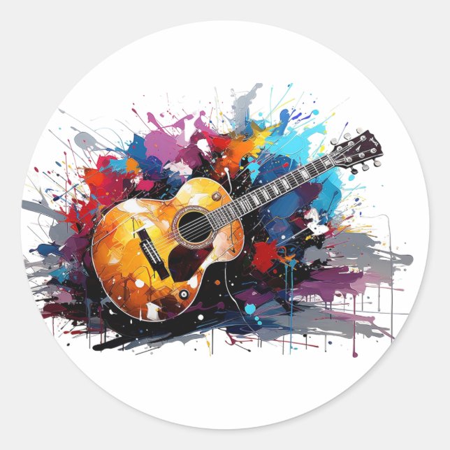 Adesivo Artistic Abstract Guitar Music Lover's Art (Frente)
