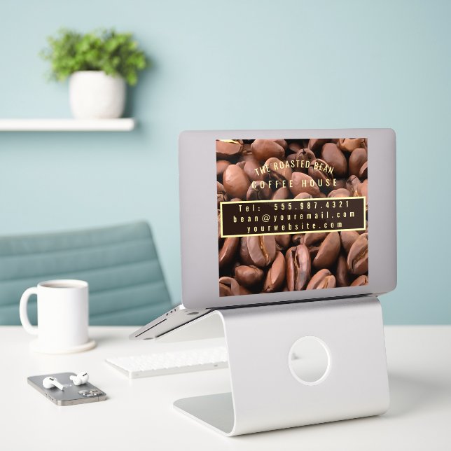 Adesivo Artistic Roasted Coffee Beans Business Card (Laptop na mesa)