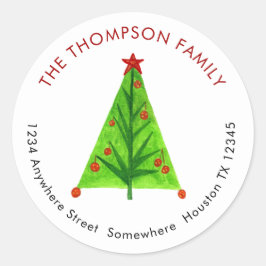 Adesivo Artsy Árvore natalícia Nome do retorno Endereço
