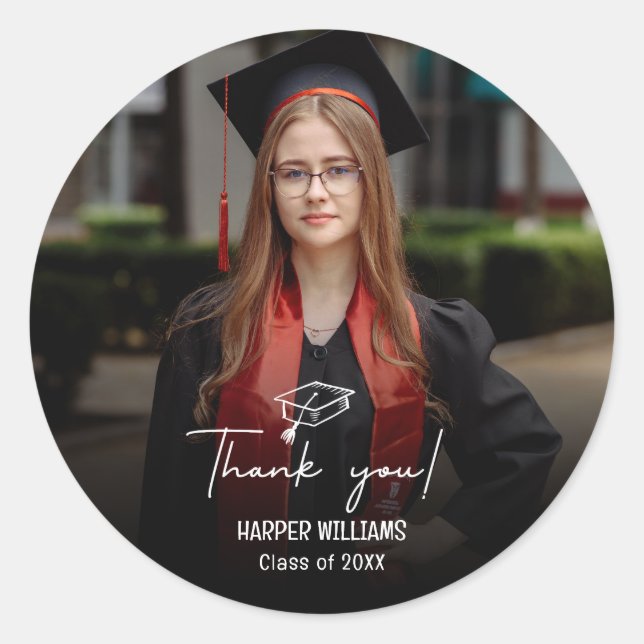 Adesivo Artsy Doodles Graduação Obrigado (Frente)