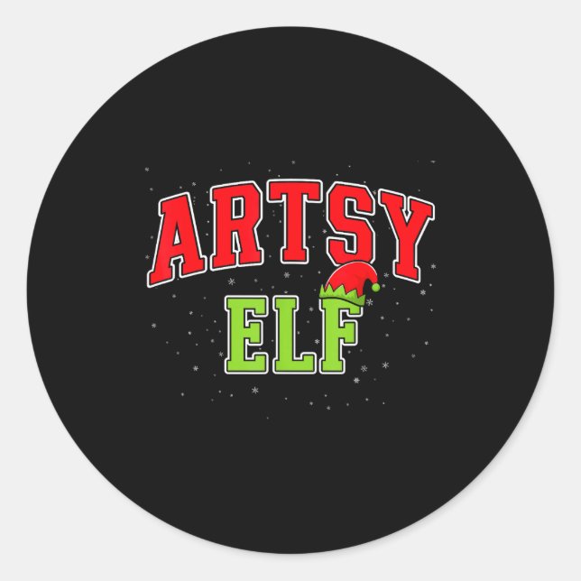 Adesivo Artsy Elf Christmas Family Matching Group Xmas Act (Frente)