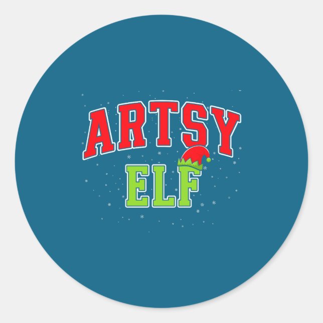 Adesivo Artsy Elf Christmas Family Matching Group Xmas Act (Frente)