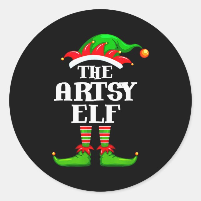 Adesivo Artsy Elf Matching Family Group Christmas Party Py (Frente)