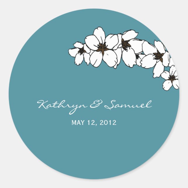 Adesivo Artsy Flowers Favor Stickers - Teal (Frente)