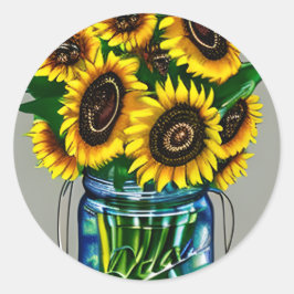 Adesivo Artsy Sunflower em Glass Jar Art