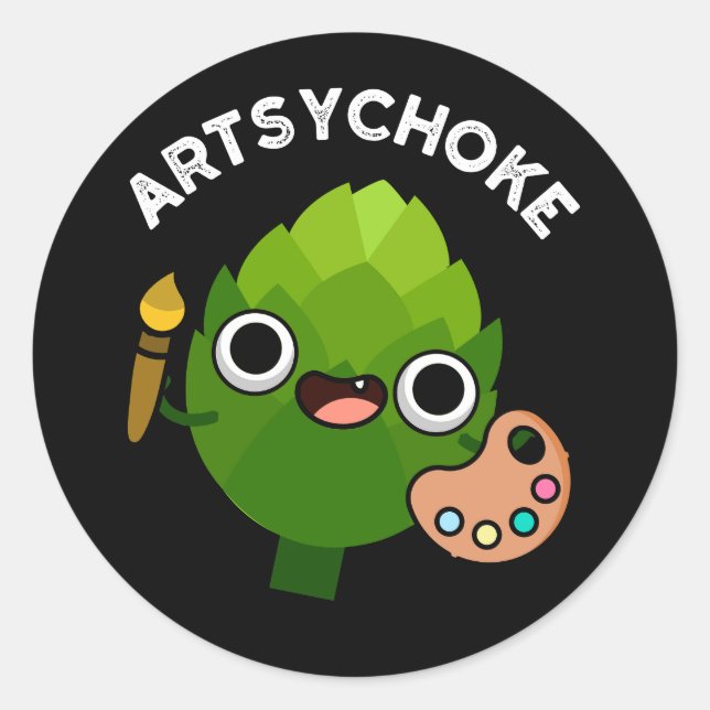 Adesivo Artsychoke Funny Veggie Artichoke Pun Dark BG (Frente)