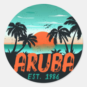 Adesivo Aruba Caribe Sea Vintage Retro Sunset Souvenirs