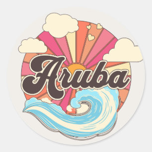 Adesivo Aruba - Ilhas Caribes Retro 80s Beach