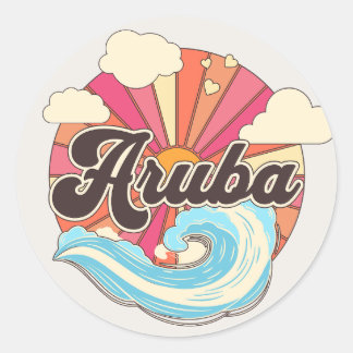 Adesivo Aruba - Ilhas Caribes Retro 80s Beach