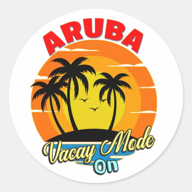 Adesivo Aruba Vacay Mode On Family Group Match Viagem (Frente)
