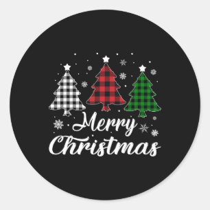 Adesivo Árvore Alegre de Natal Xmas Plaid Búfalo Vermelho 