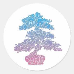 Adesivo Árvore Bonsai de padrão azul e rosa