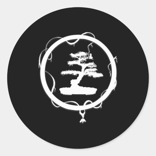 Adesivo árvore bonsai em círculo congelado espiritual de p (Frente)