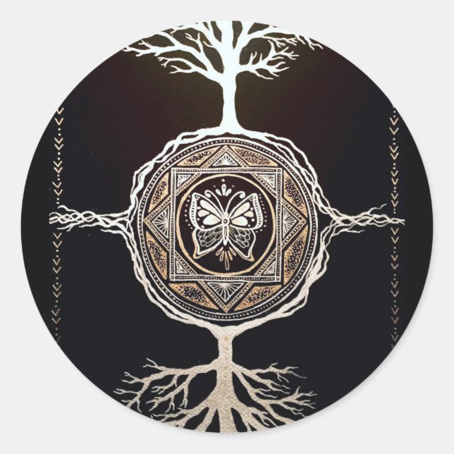 Adesivo Árvore borboleta Mandala (Frente)