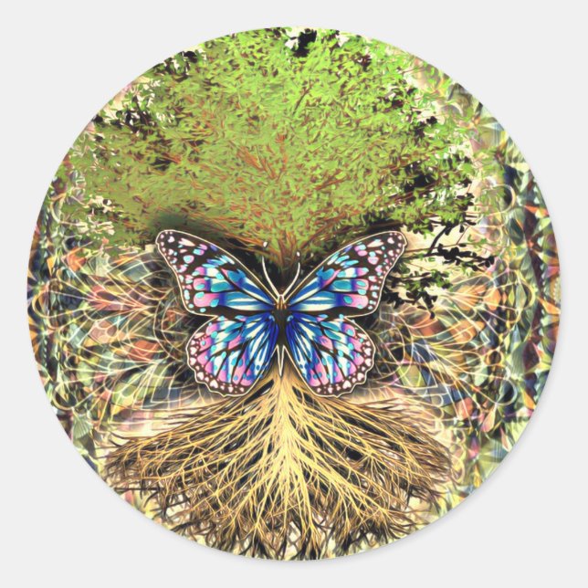 Adesivo Árvore da vida com borboleta Dourada (Frente)