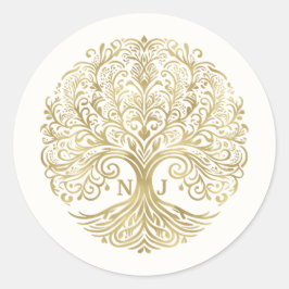 Adesivo Árvore da Vida Creme e Dourado Casamento Celta