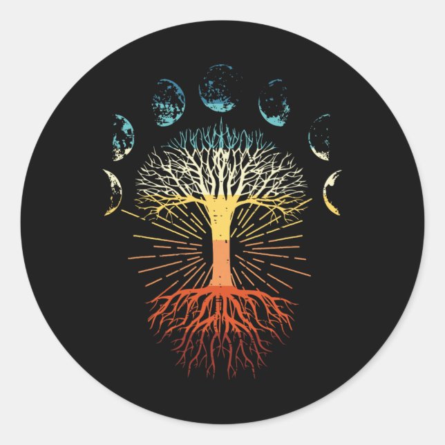 Adesivo Árvore Da Vida Fases Da Lua Retro Espiritual Eu (Frente)