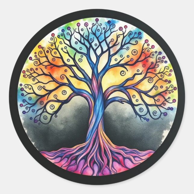 Adesivo Árvore de Aquarela Vida (Frente)