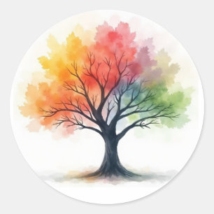Adesivo Árvore de Costões Arco-Íris - Natureza de Aquarela