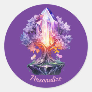 Adesivo Árvore de Cristal Mística Arte Fantasia Pedra Prec