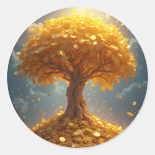 Adesivo árvore de dinheiro dourada ouro