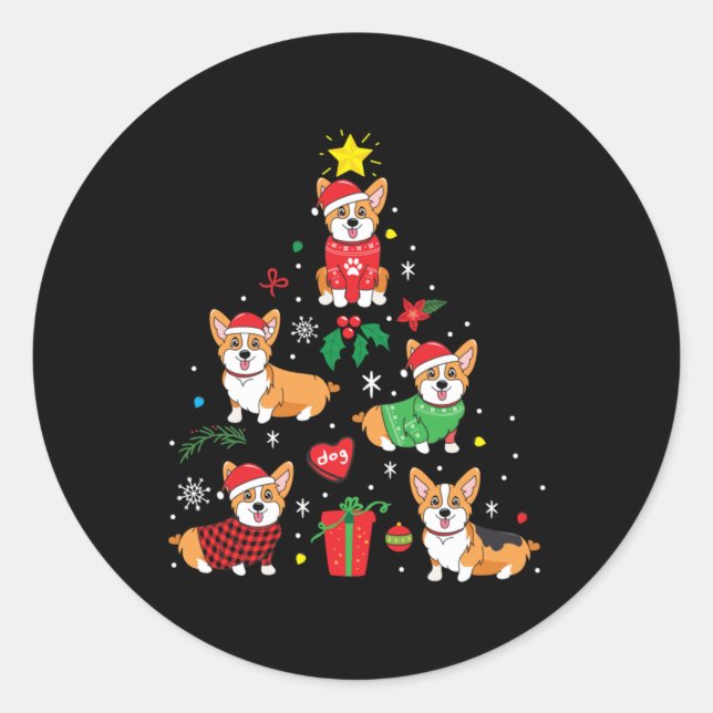 Adesivo Árvore de Enfeites de natal Corgi (Frente)