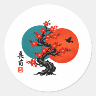Adesivo Árvore de Flor de Ameixa Zen Arte em Tinta Japones