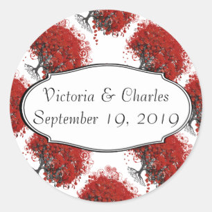 Adesivo Árvore de Folhas de Coração Vermelha