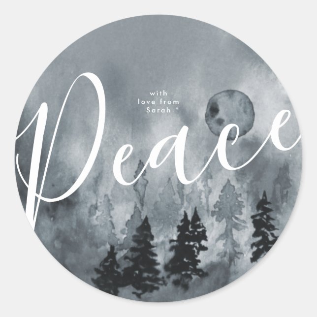 Adesivo Árvore de Marinho de Neve de Natal Round Stick (Frente)