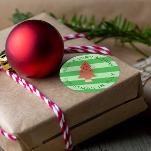 Adesivo Árvore de Melancia Natal em Greve Verde de julho