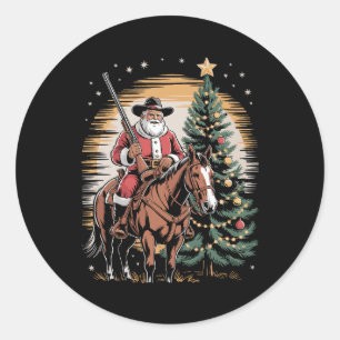 Adesivo Árvore de Natais vintages do Cowboy Santa Claus Oe