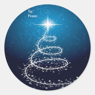 Adesivo Árvore de Natal abstrata em Tag azuis do