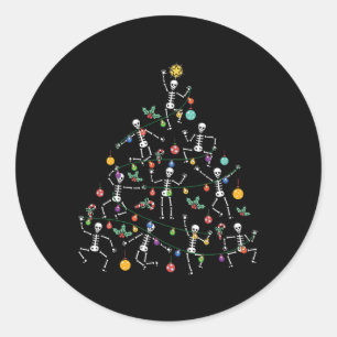 Adesivo Árvore de Natal Alegre Esqueleto Dançante Funny Ha