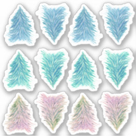 Adesivo Árvore de Natal Aquarela Azul Verde Rosa