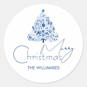 Adesivo Árvore de Natal Azul e Branco com Higiene Minimali