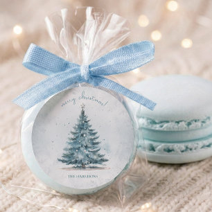 Adesivo Árvore de Natal Azul Prata Aquarela Elegante