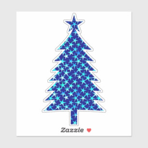 Adesivo Árvore de Natal Azul Profundo com Estrelas