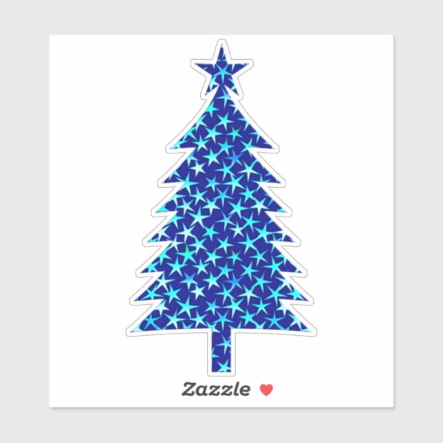 Adesivo Árvore de Natal Azul Profundo com Estrelas (Folha)