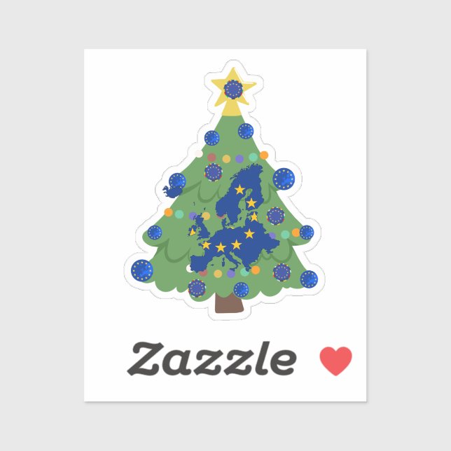 Adesivo Árvore de Natal - Bandeira da União Europeia | Eur (Folha)