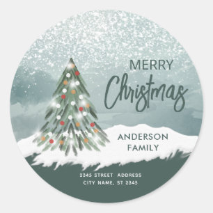 Adesivo Árvore de Natal brilho aquarela inverno 