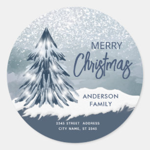 Adesivo Árvore de Natal brilho aquarela inverno