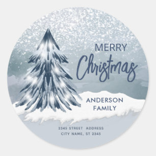 Adesivo Árvore de Natal brilho aquarela inverno