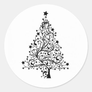 Adesivo Árvore de Natal Clássica Preta e Branca